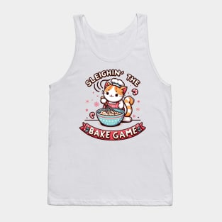 Sleighin' The Bake Game Christmas Cat Baking Tank Top